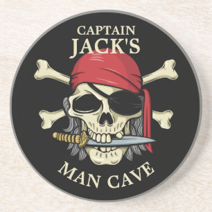 Pirate Skull en Crossbones Man Cave Zandsteen Onderzetter