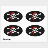Pirate Skull en Crossbones met Red Bandana Ovale Sticker (Vel)