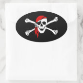 Pirate Skull en Crossbones met Red Bandana Ovale Sticker (Tas)