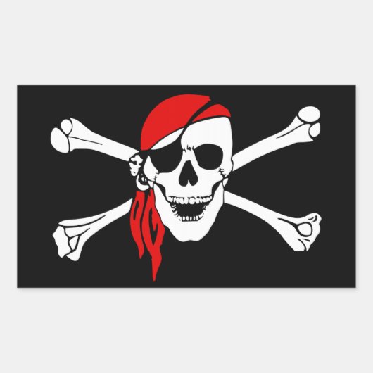 Pirate Skull en Crossbones met Red Bandana Rechthoekige Sticker (Voorkant)