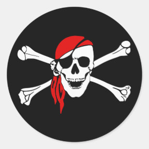 Pirate Skull en Crossbones met Red Bandana Ronde Sticker