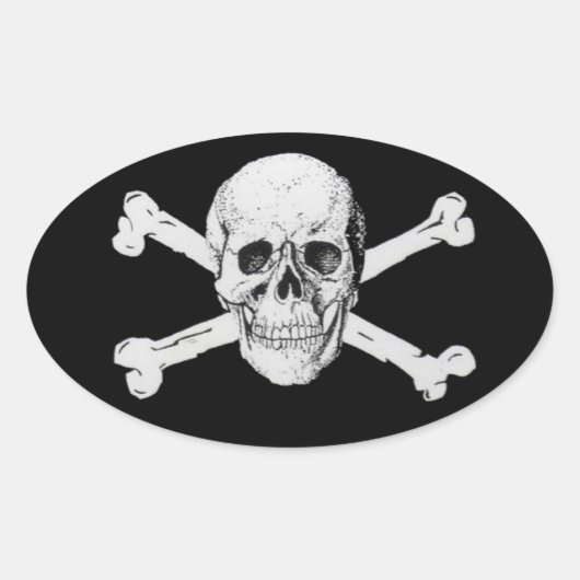 Pirate Skull en Crossbones Ovale Sticker (Voorkant)