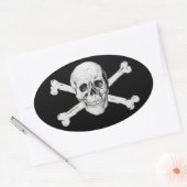 Pirate Skull en Crossbones Ovale Sticker (Envelop)