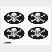 Pirate Skull en Crossbones Ovale Sticker (Vel)
