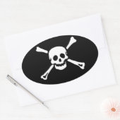 Pirate Skull en Crossbones Ovale Sticker #3 (Envelop)