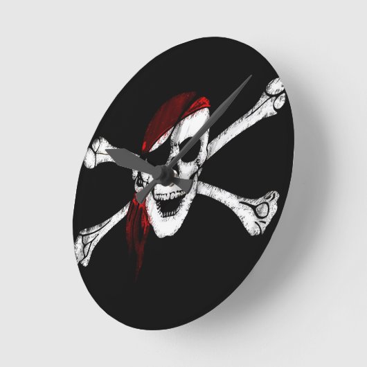 Pirate Skull en Crossbones Ronde Klok (Hoek)