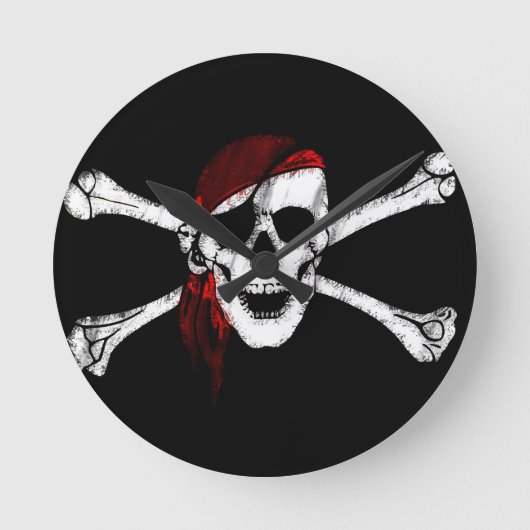 Pirate Skull en Crossbones Ronde Klok (Voorkant)