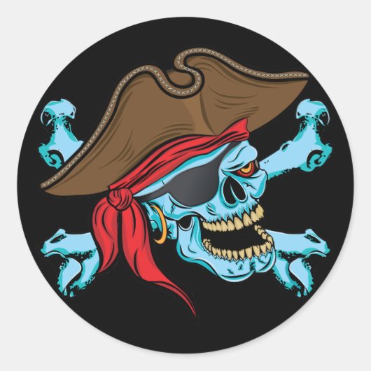 Pirate Skull en Crossbones Ronde Sticker (Voorkant)