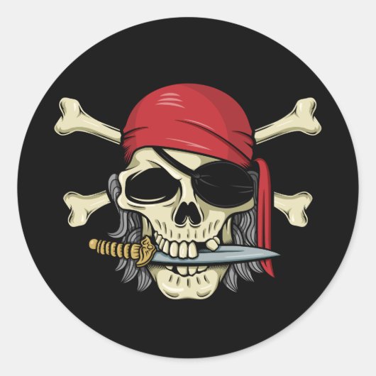 Pirate Skull en Crossbones Ronde Sticker (Voorkant)