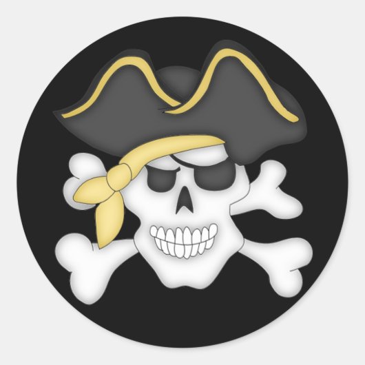 Pirate Skull en Crossbones Ronde Sticker (Voorkant)