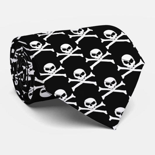 Pirate Skull en Crossbones Stropdas (Opgerold)