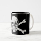 Pirate Skull en Crossbones Tweekleurige Koffiemok (Voorkant rechts)