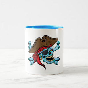 Pirate Skull en Crossbones Tweekleurige Koffiemok