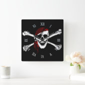 Pirate Skull en Crossbones Vierkante Klok (Huis)
