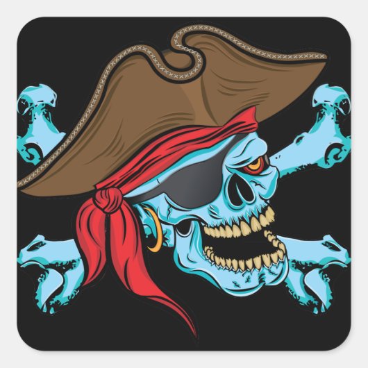 Pirate Skull en Crossbones Vierkante Sticker (Voorkant)