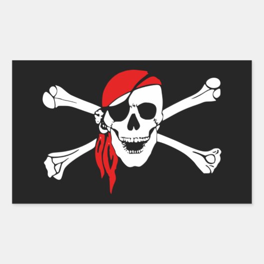 Pirate Skull en crossbones Vlag Rechthoekige Sticker (Voorkant)