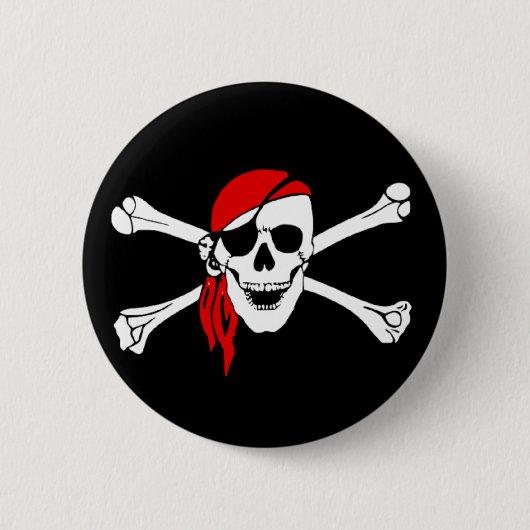 Pirate Skull en Crossed Botten Button (Voorkant)