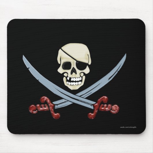Pirate Skull en Crossed Cutlasses Creepy Art Muismat (Voorkant)