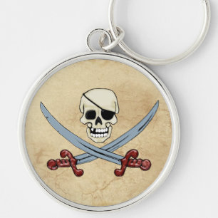 Pirate Skull en Crossed Cutlasses Creepy Art Sleutelhanger