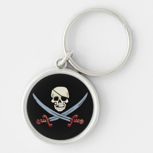Pirate Skull en Crossed Cutlasses Creepy Art Sleutelhanger (Voorkant)