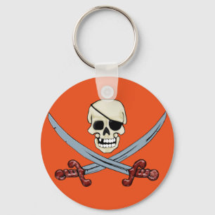 Pirate Skull en Crossed Cutlasses Creepy Art Sleutelhanger