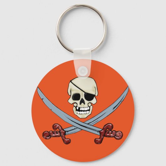 Pirate Skull en Crossed Cutlasses Creepy Art Sleutelhanger (Voorkant)