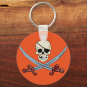 Pirate Skull en Crossed Cutlasses Creepy Art Sleutelhanger (Voorkant)