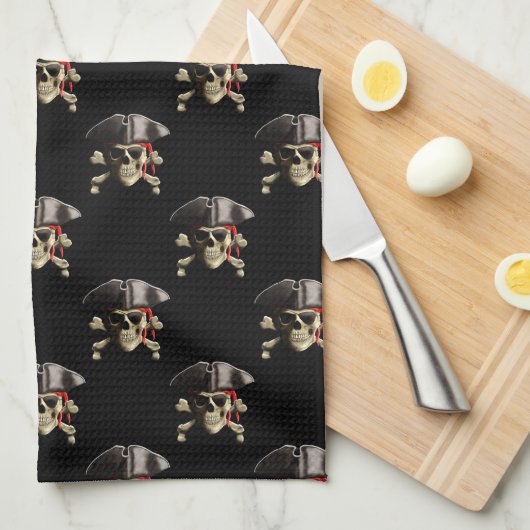 Pirate Skull en Pet Theedoek (Quarter Fold)