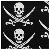 Pirate Skull en Sword Black White Stof (Close Up)