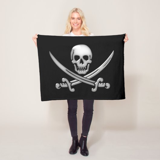 Pirate Skull en Sword Crossbones Fleece Deken (In situ)