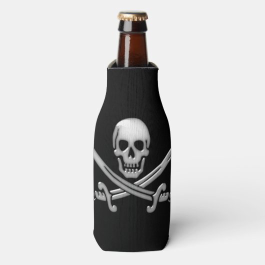Pirate Skull en Sword Crossbones Flesjeskoeler (Fles Voorkant)