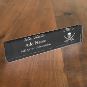 Pirate Skull en Sword Crossbones Naambordje (Zijkant)