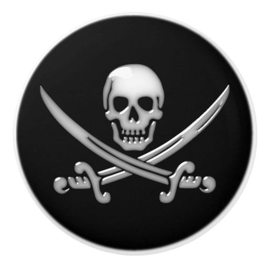 Pirate Skull en Sword Crossbones (TLAPD) Keramische Knop (Voorkant)