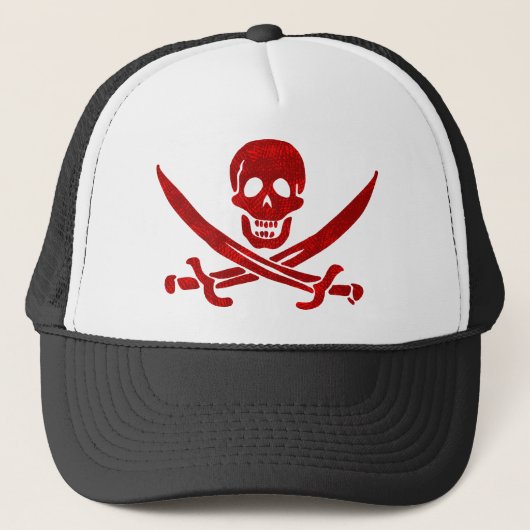 Pirate Skull en Swords Flag Trucker Pet (Voorkant)