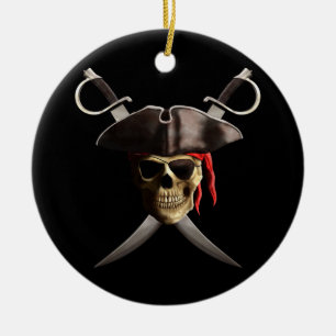 Pirate Skull en Swords Keramisch Ornament