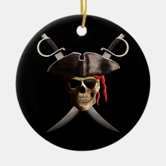 Pirate Skull en Swords Keramisch Ornament (Voorkant)