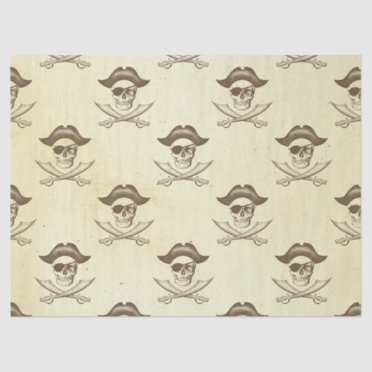  Pirate Skull en Swords on Cream Decoupage Tissuepapier (Voorkant)