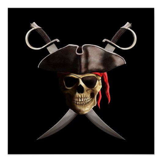 Pirate Skull en Swords Perfect Poster (Voorkant)