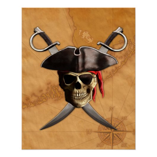 Pirate Skull en Swords Poster (Voorkant)