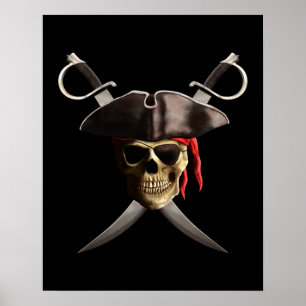 Pirate Skull en Swords Poster