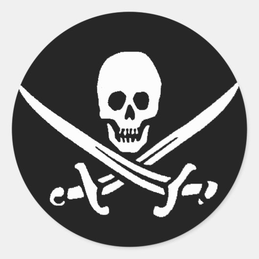 Pirate Skull en Swords Ronde Sticker (Voorkant)