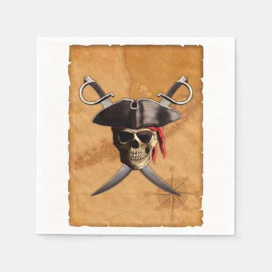 Pirate Skull en Swords Servetten (Voorkant)