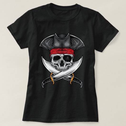 Pirate Skull en Swords T-shirt (Design voorkant)