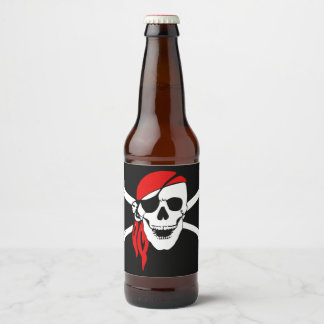 Pirate Skull Flag Bier Etiket