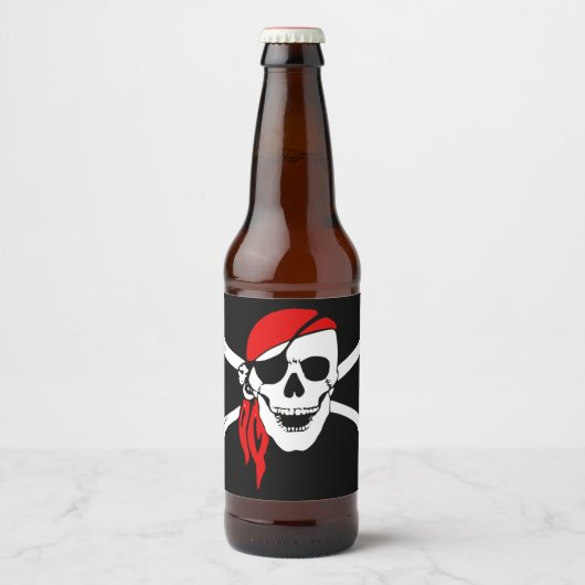 Pirate Skull Flag Bier Etiket (Voorkant)