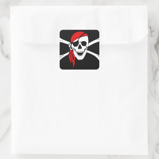 Pirate Skull Flag Vierkante Sticker (Tas)