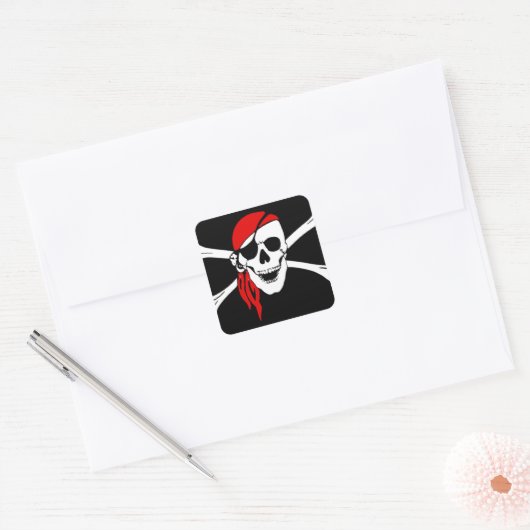 Pirate Skull Flag Vierkante Sticker (Envelop)