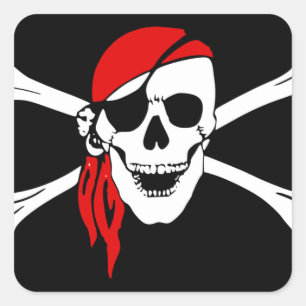 Pirate Skull Flag Vierkante Sticker