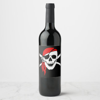 Pirate Skull Flag Wijn Etiket