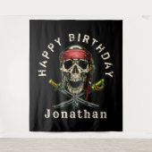 Pirate Skull Ghost Royal Happy Birthday Backdrop Wandkleed (Voorkant)
